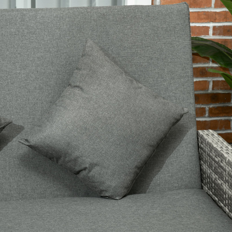 Kyshawn 130cm Wide Straight Wicker Loveseat with Cushions