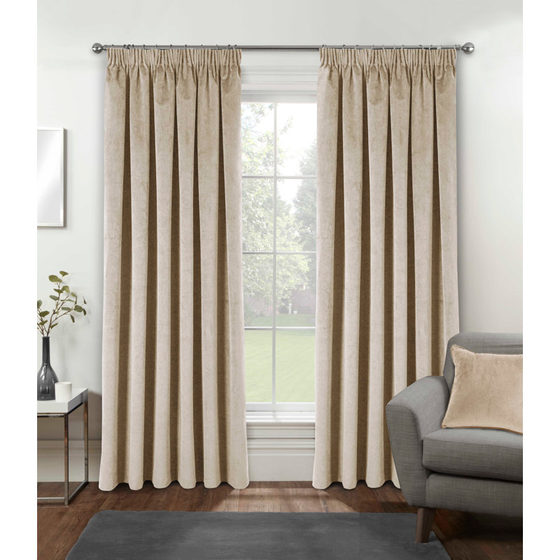 Alene Blackout Curtain Panel Pair, Cream, 168cm Width x 213cm Drop, 1