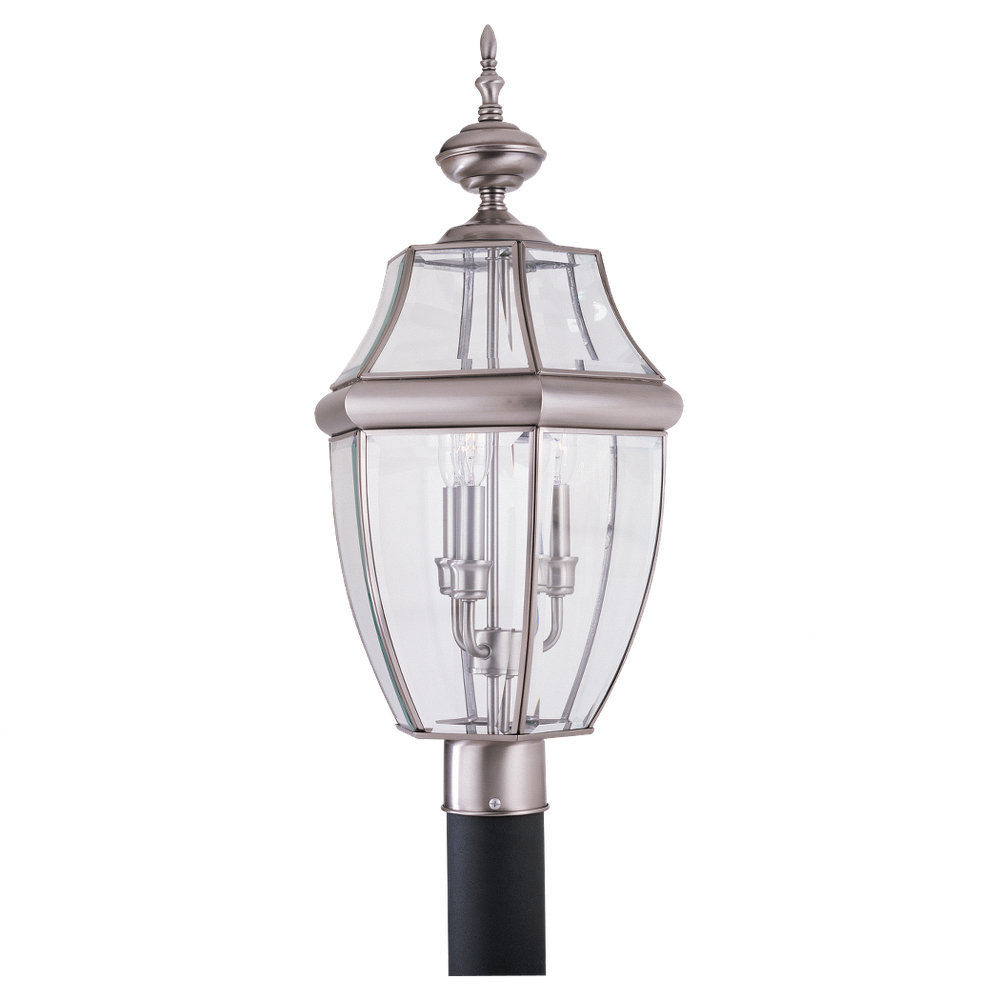 Beveled Metal Outdoor Lantern Head, Antique Brushed Nickel, No