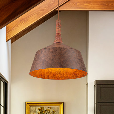1-Light Industrial Angled Dome Shade Pendant Light