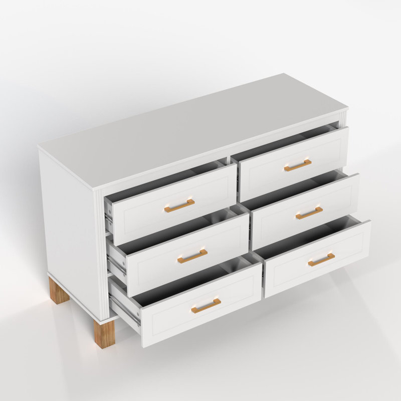 Armoire de rangement moderne à 6 tiroirs Corbey, Blanc