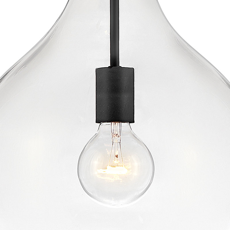 Luminaire suspendu en forme de goutte 23 po avec verre transparent Ziggy, Noir