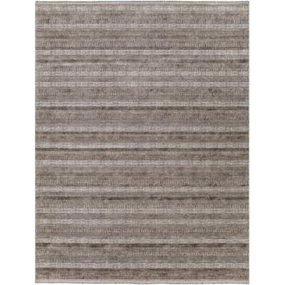 Tapis gris à rayures Haalah