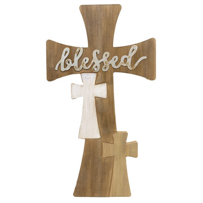 Croix murale en bois blanc
