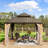 12 Ft. X 14 Ft. Brown Cedar Wood Frame Hardtop Gazebo With Galvanized Steel Double Roof, Curtains And Netting-116937550