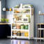 Étagère de boulanger de cuisine de 65 po de hauteur avec armoire à portes rabattables, buffet multifonctionnel à 5 niveaux pour micro-ondes, bar à café, étagère de rangement pour garde-manger, assemblage rapide