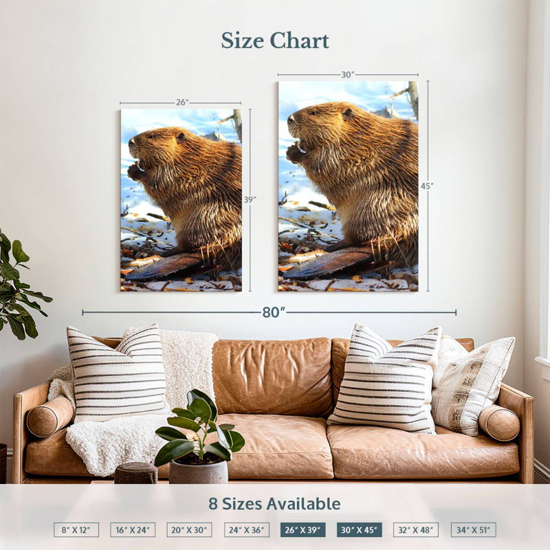Brampt Beaver In Winter, 39" H x 26" W