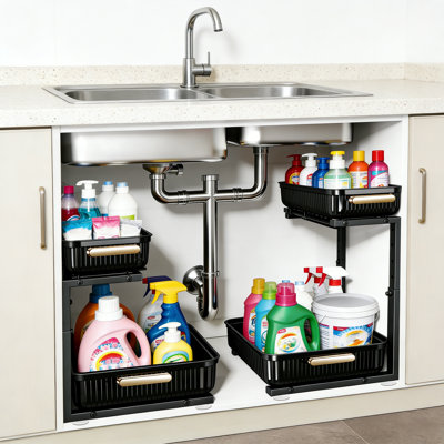 Under Sink Organizer - 2 Packs Multi-Purpose Pull