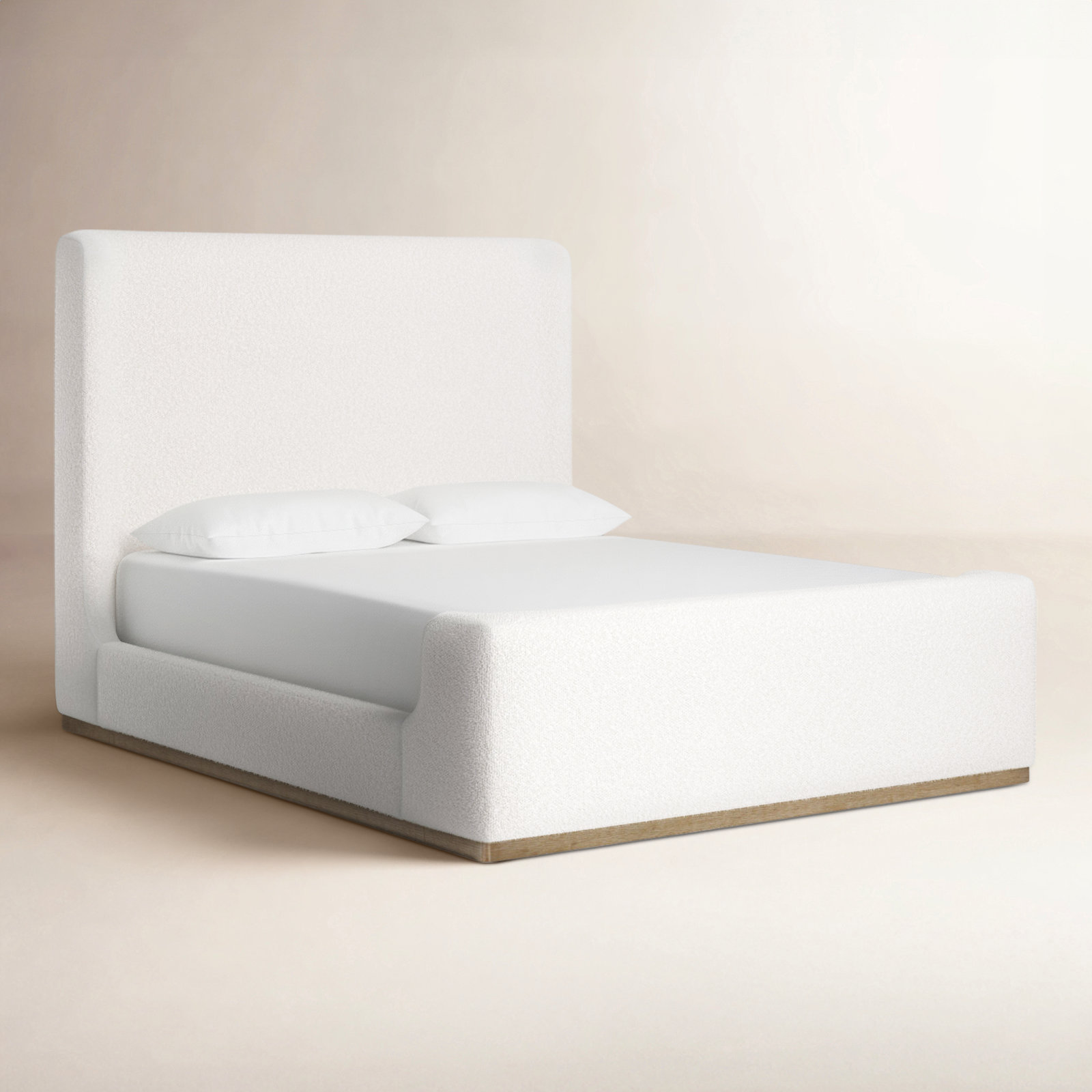 Marlin Upholstered Sleigh Bed Cream, Queen