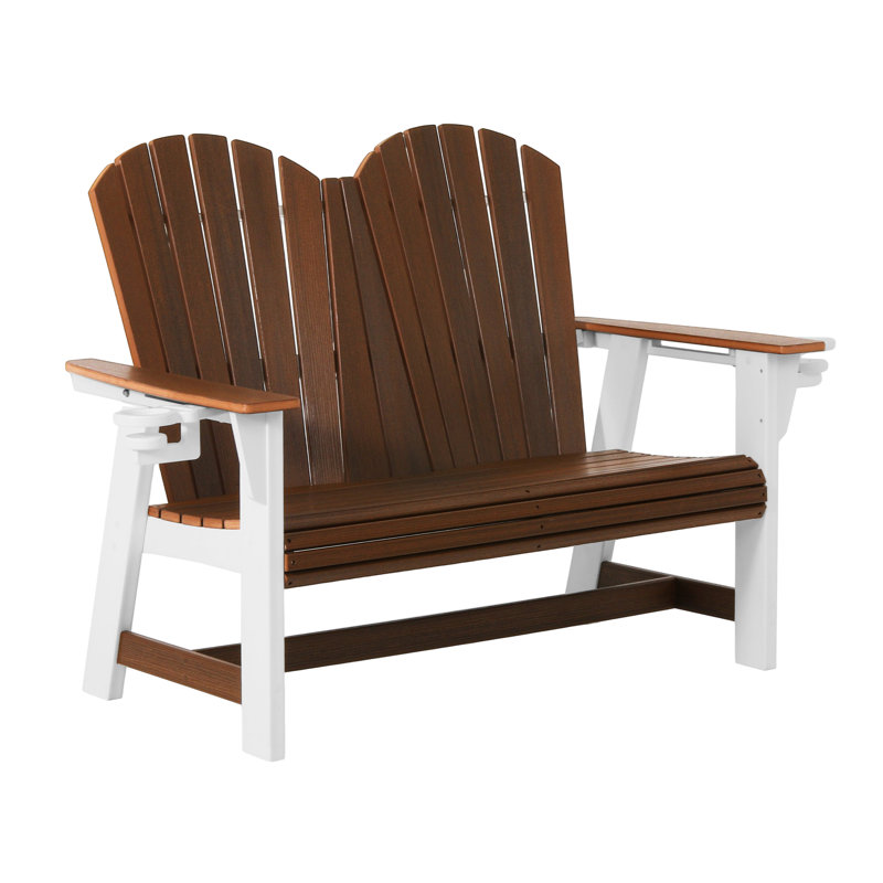 Banc Adirondack de 52 po, blanc, Brun noyer / blanc