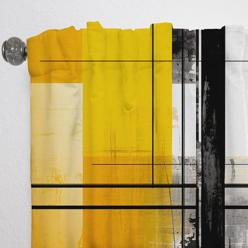 Parwich Yellow Brilliant Echoes Abstract Collages II - Collages Curtain - Velvet Room Darkening - 1 panel, 52" W x 120" L