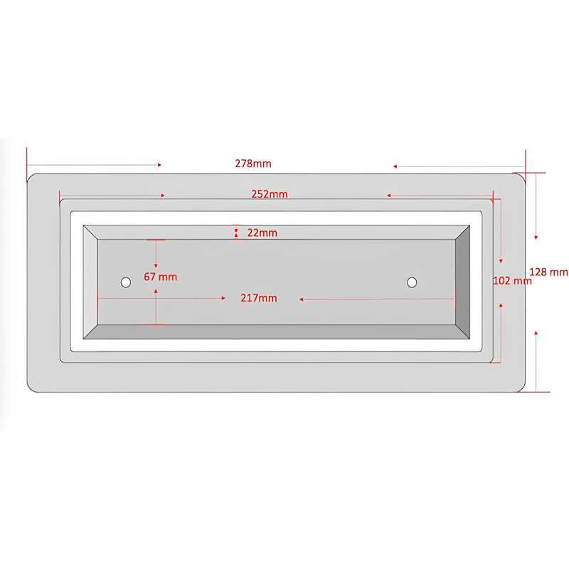 Couvercle de ventilation en acier inoxydable L 10,9 po VENTRAY, H 1,9 po x L 10,9 po x P 5 po, Gris