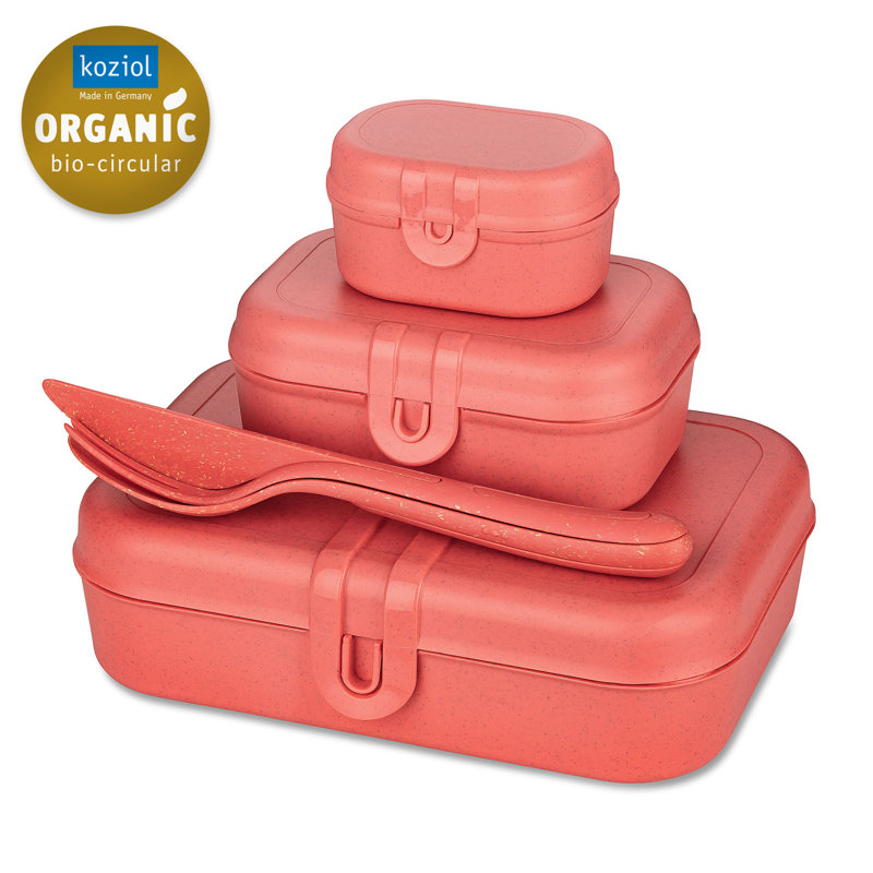 PASCAL Food Storage Containers and 3 Lids, Coral