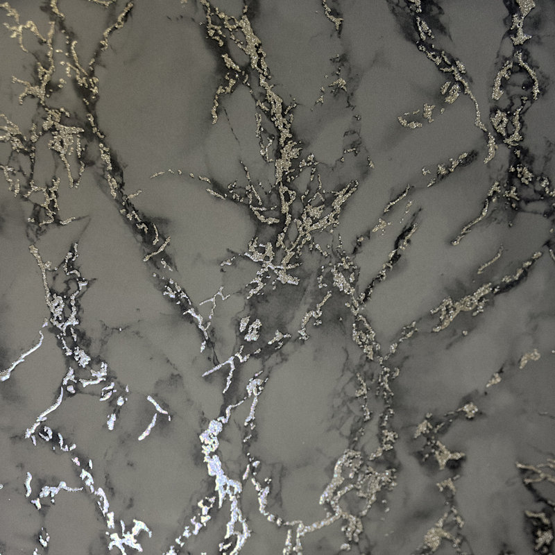 Papier peint en marbre Siward, Noir