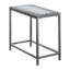 Table d'appoint Quinn, rectangulaire étroite 12 x 24, élégant carreau bleu, métal gris