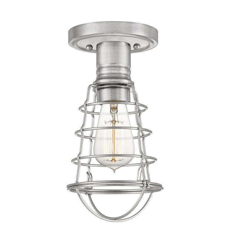 Plafonnier semi-encastré 1 lumière 5,5 po, Nickel brossé