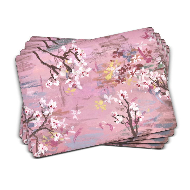 Spring Bloom Pink Cork-Backed Placemats Set of 4