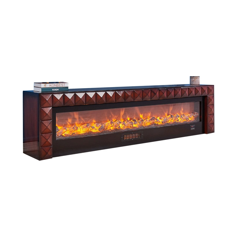 Walnut Solid + Manufactured Wood TV Cabinet Fireplace, Walnut