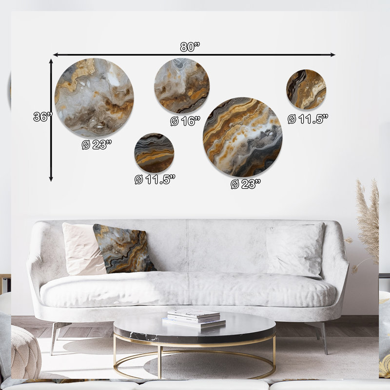 Or et gris effet marbre I - décoration murale abstraite en métal marbré