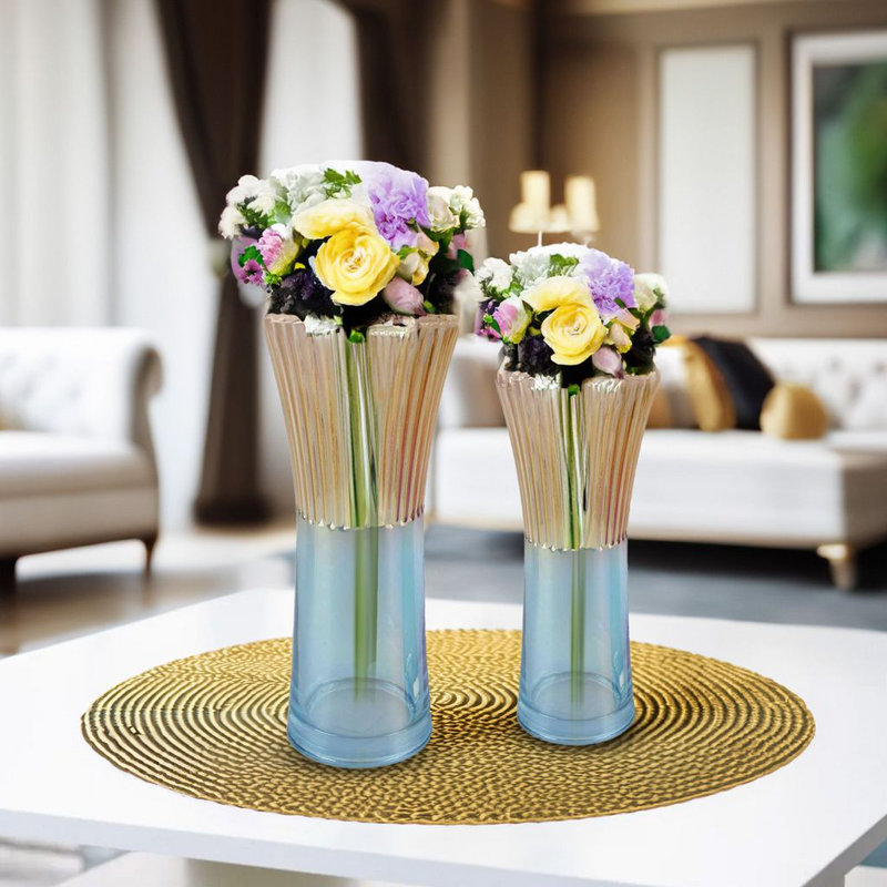 Ayeln Two-Tone Glass Table Vase Set