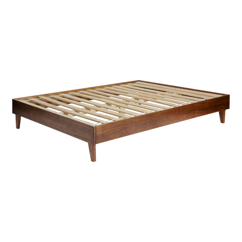 Lit standard en bois massif Emory, Noyer, Grand