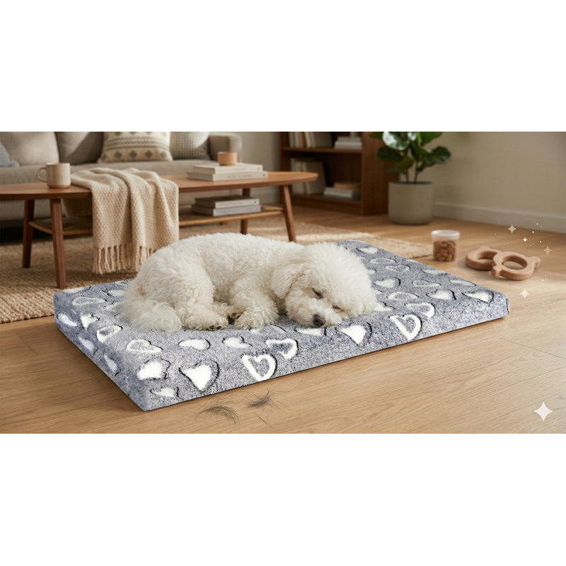 Dual-Sided Temperature-Regulating Dog Crate Mat with Waterproof Internal Layer, Removable Machine-Washable Outer Cover, Supportive Structure Suitable for Small to Extra-Extra-Large Canines, Gray