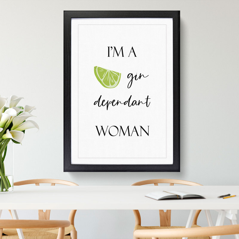 Gin Dependant - Picture Frame Typography, 48cm H x 36cm W x 2cm D, Black Framed