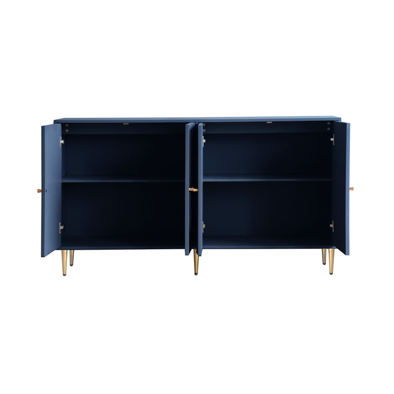 Armoire en bois laquée bleue pour le vestibule et la cuisine. 4 portes, tablettes réglables, structure stable - Structure laquée mate