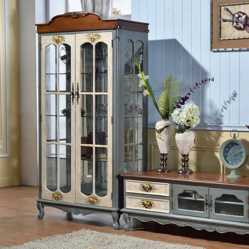 Blue+White+Nut-brown Solid Wood+Glass Display Cases