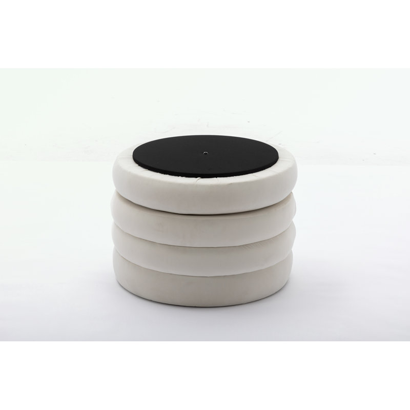 Beeks Upholstered Ottoman, Ivory Velvet