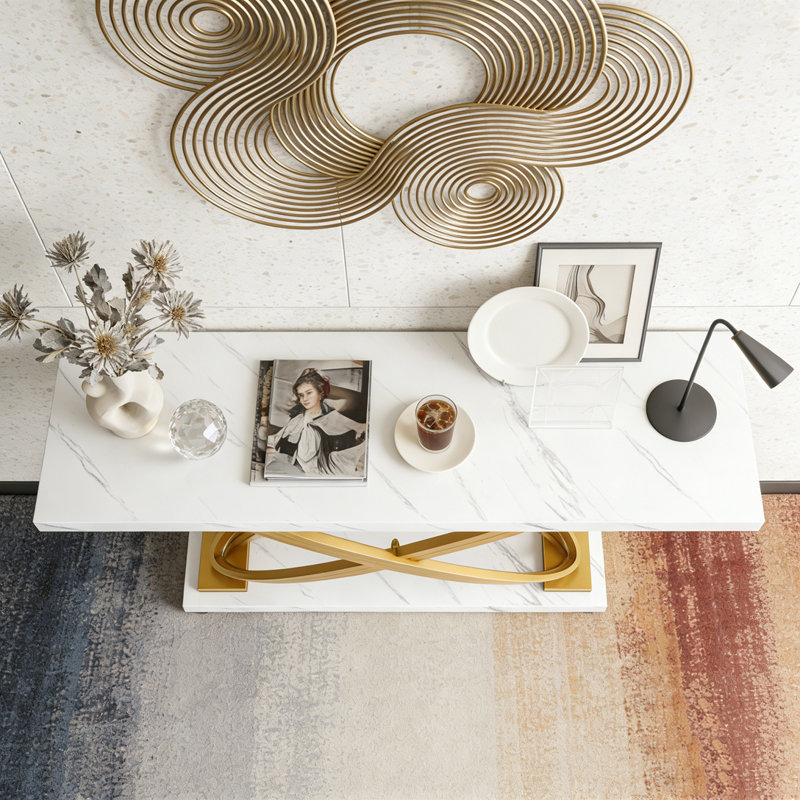 Table d'entrée moderne pour canapé en faux marbre