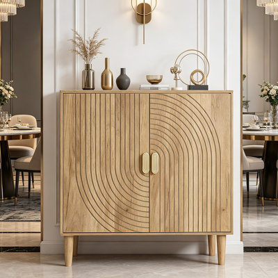 Modern Buffet Cabinet With Storage, 30.6" Tall Wood Storage Cabinet With Adjustable Shelf， Wooden Modular Coffee Bar For Dining Room, Kitchen, Living Room, Entryway, Natural