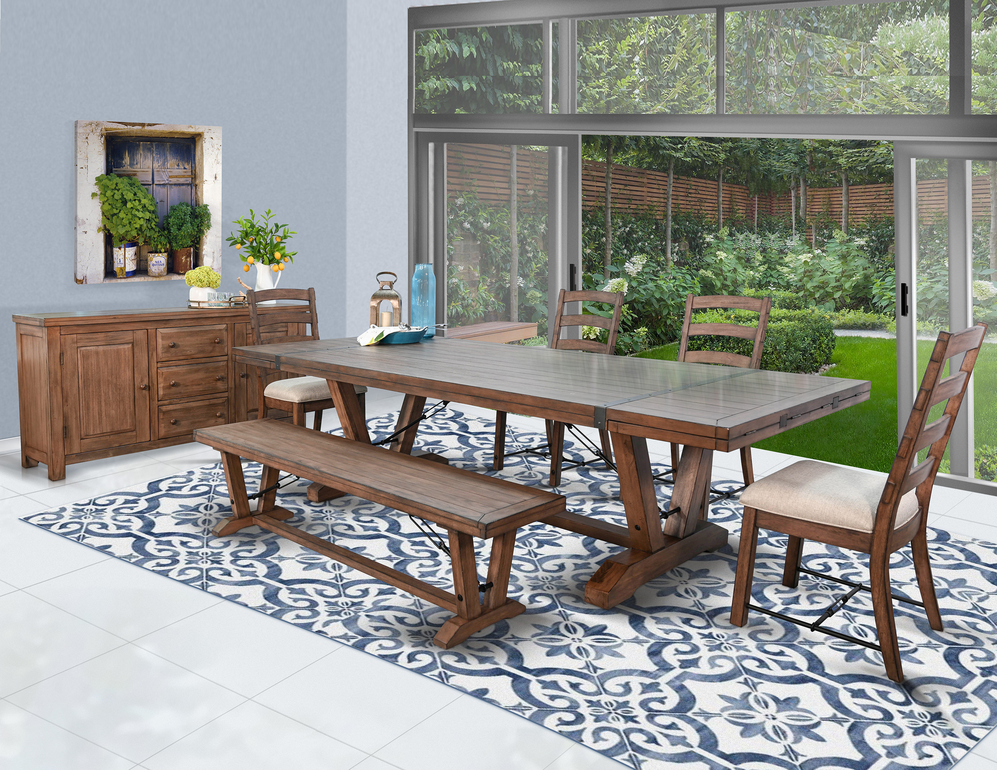 Rosalind Wheeler Brekken 7 - Person Mahogany Solid Wood Dining Set ...