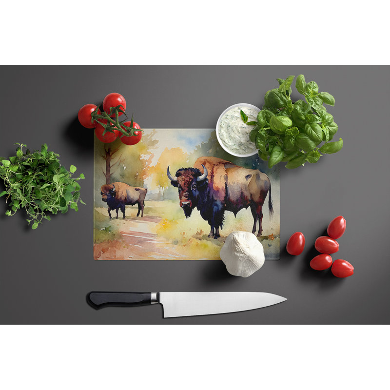 Wood Bison Glass Cutting Board Large