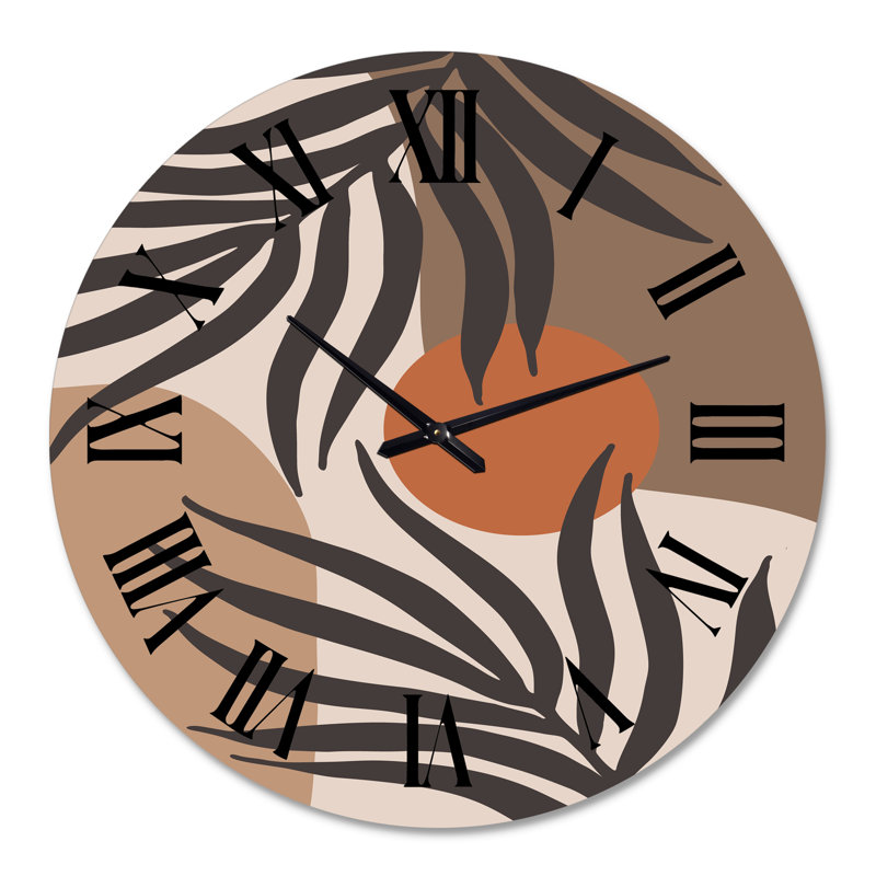 Lune et soleil en forme de terre cuite rétro III - horloge murale moderne, Surdimensionné