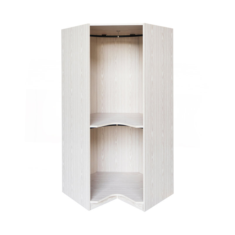 Corner Wardrobe For Efficient Storage And Space Optimization, Natural