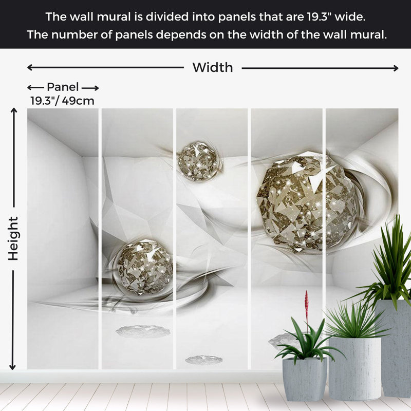 Murale Peel & Stick 3D Illusion - Diamants abstraits, L 110 po x l 154 po