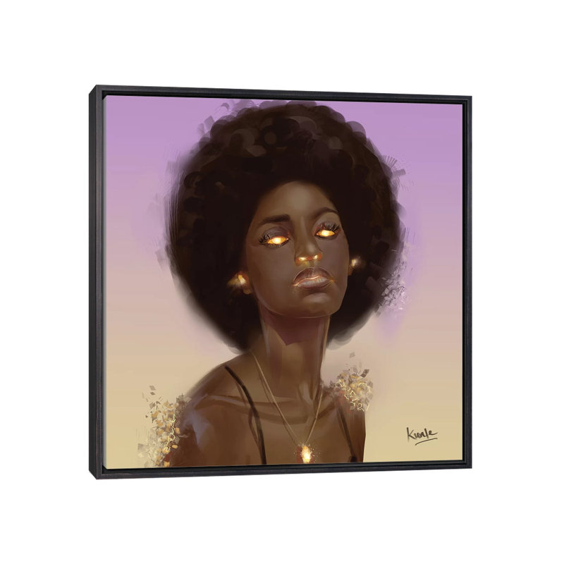 Braises par Adekunle Adeleke-reproduction d’art, Pas de tapis, H 37 po x l 37 po x P 1,5 po, Toile avec cadre noir patiné
