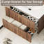 Ensemble de meuble-lavabo mural 30 po avec lavabo à fixation murale, avec lavabo en céramique, robinet et bonde escamotable à finition noyer 30 po-12326074