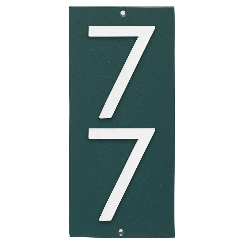 Floating 1-Line Wall Address Plaque, White, Hunter Green, Yes