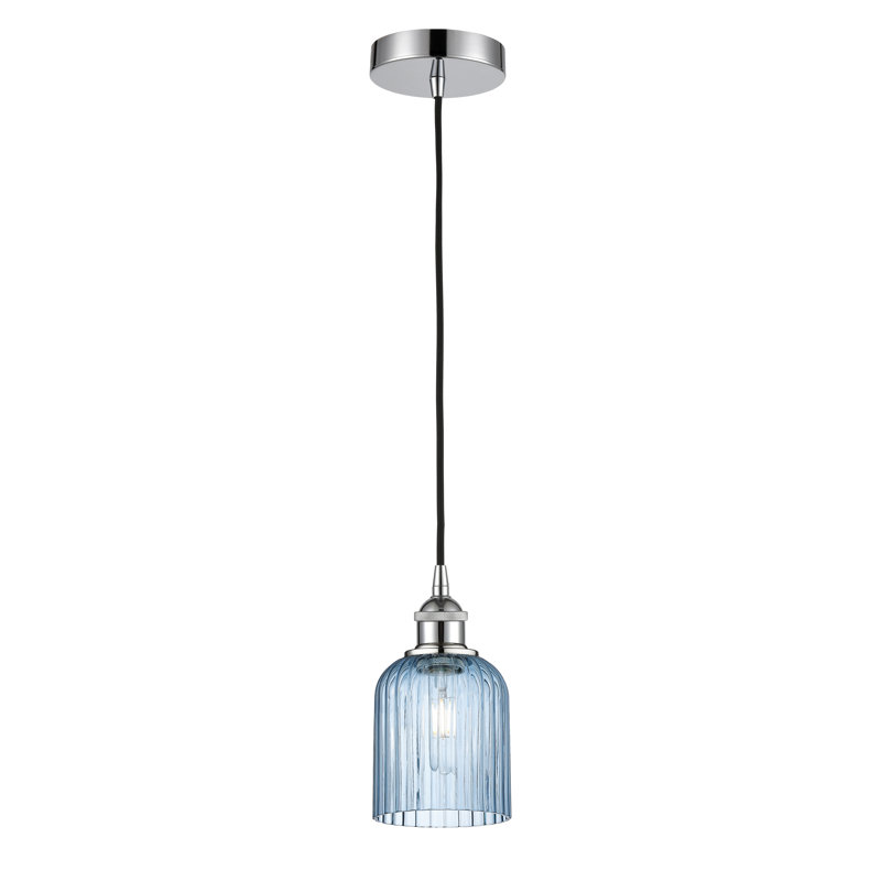 Luminaire suspendu 5 po Edison Addeline, Laiton antique noir, Bleu