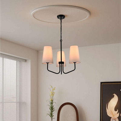 Lustre en métal noir à 3 lumières avec abat-jour ajustable Portofino