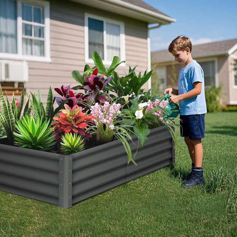 Metal Raised Garden Bed, 30cm H x 180cm W x 90cm D