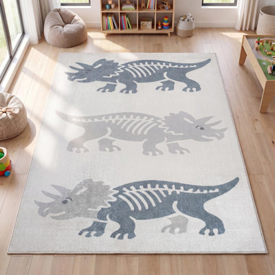 Tapis crème / bleu Trike Triceratops Modern Kids