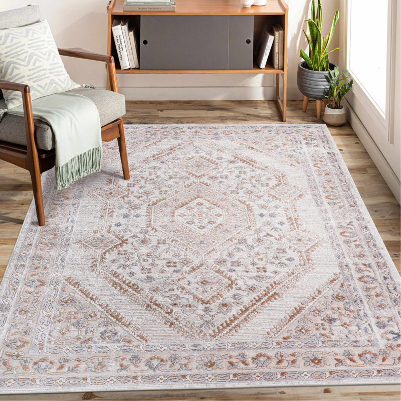 Collection Cream/Ivory/Bordered Non-Shedding Living Room Bedroom Dining Home Office Stylish And Stain Resistant Area Rug