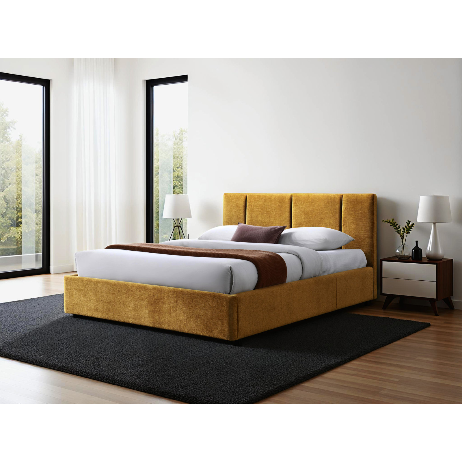 Ruthie Upholstered Bed, Queen, Gold
