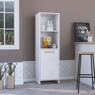 Eiffel Kitchen Pantry, Two External Shelves, Single Door Cabinet, Two Interior Shelves
