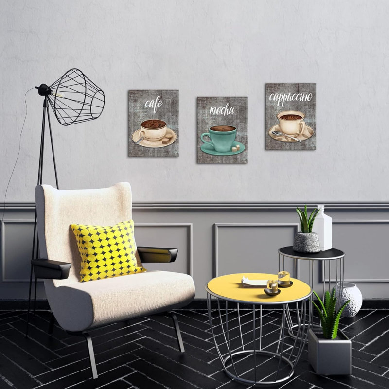 Paquet de 3, art mural rétro sur toile, art mural 12 x 16 pouces pour bistro