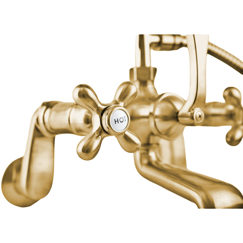 Thames Tub Mount British Telephone Faucet Set by Strom Living, Unlacquered Satin Brass