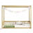 Twin Size Canopy Frame Floor Bed With Fence, Guardrails,Natural